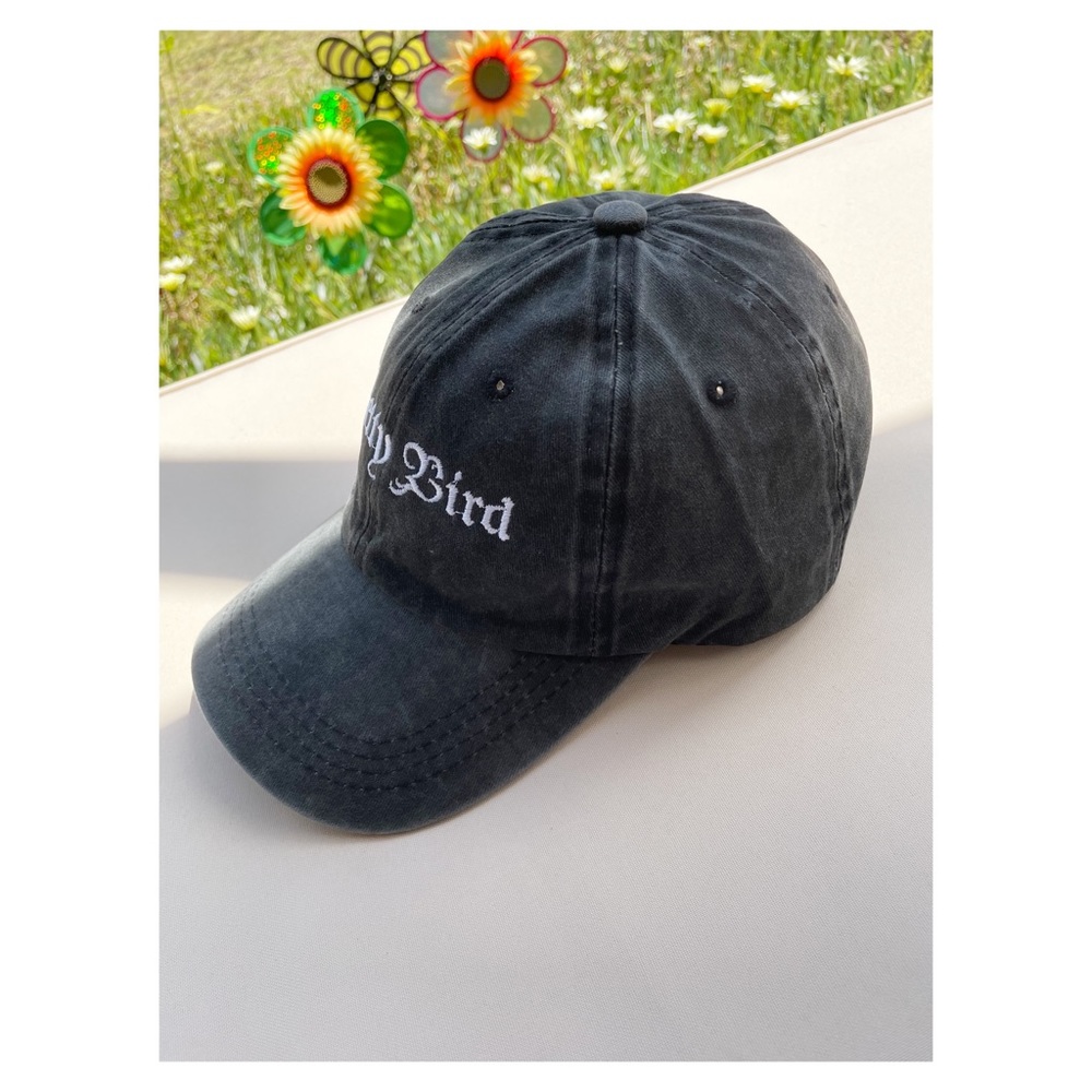 Pretty Bird Grey Stone Washed Cotton Twill Cap - Picture 7 of 13